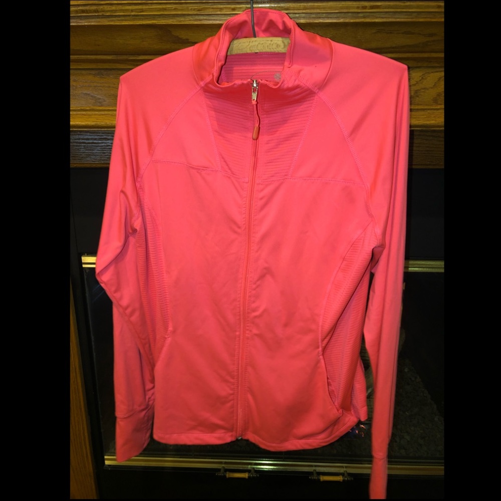 Neon Pink Tangerine Athletic Zip Up Jacket